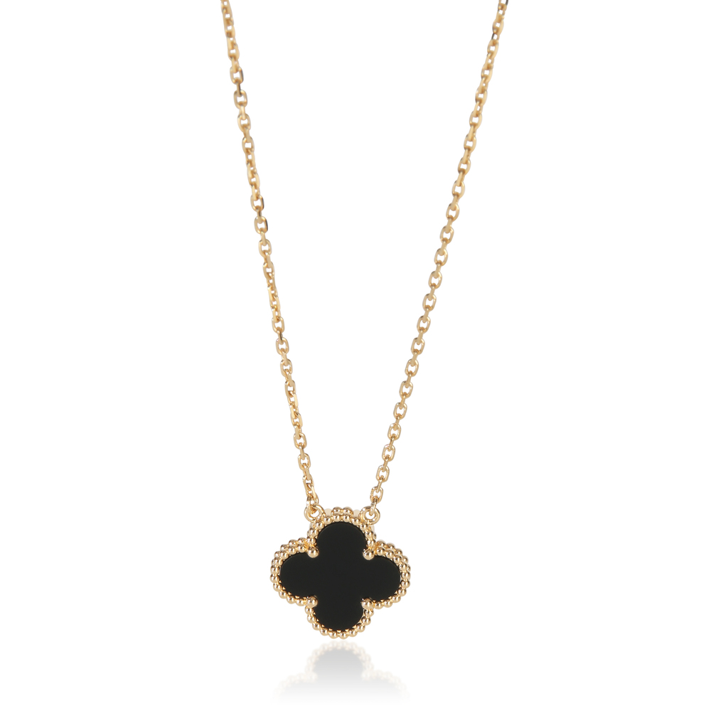 Van Cleef & Arpels Yellow Gold Onyx Vintage Alhambra Pendant